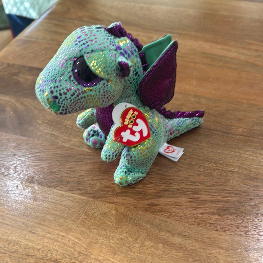Ty Glitter Dragon Plush – Mint Green & Purple - Cinder